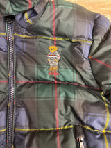 Ralph Lauren Plaid Down Hooded Puffer Jacket Green sz 3T