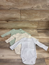 Cloud Island 3pk Ribbed Long Sleeve Bodysuits Green sz 3-6m