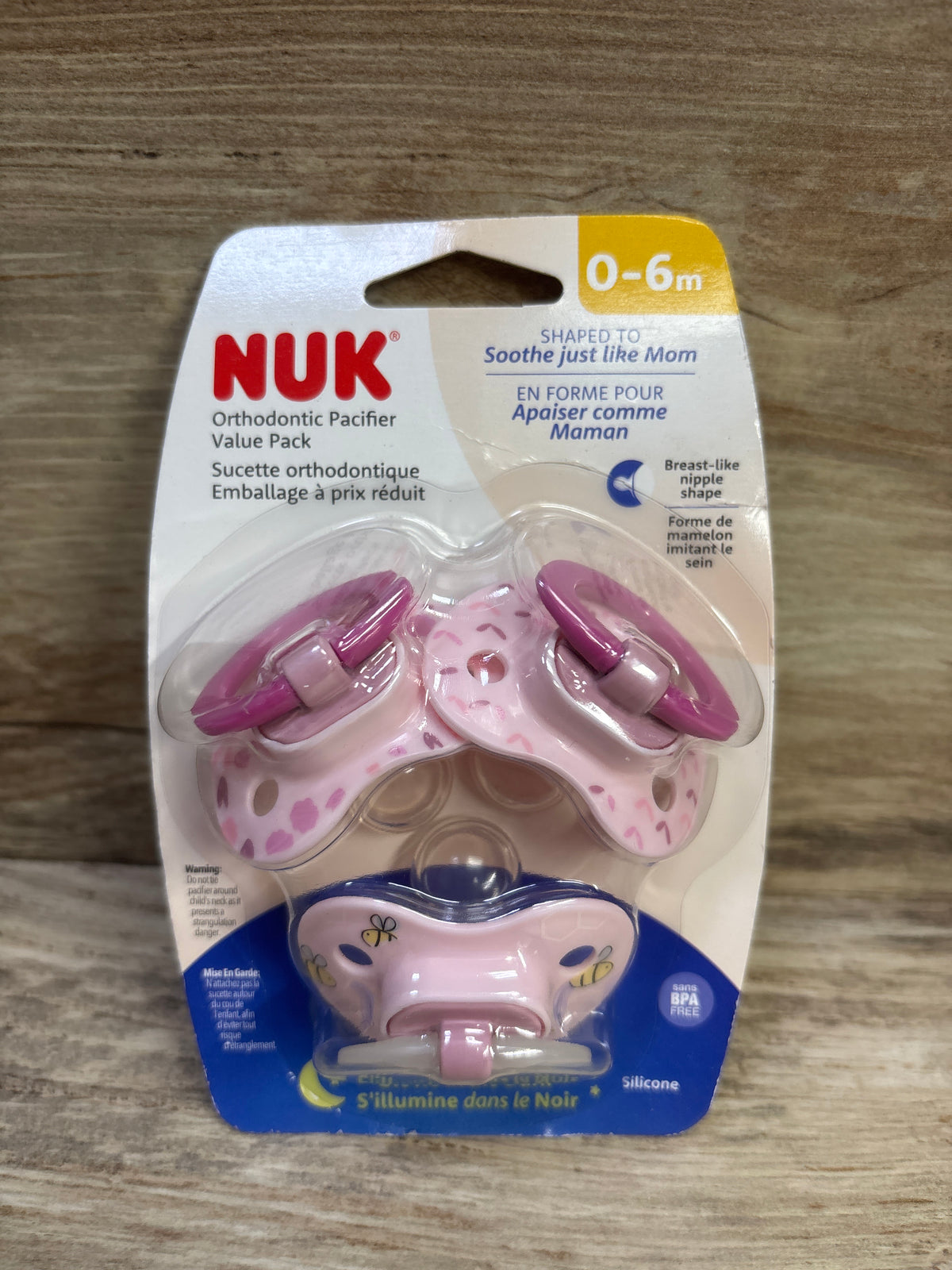 NEW NUK 3pk Orthodontic Pacifiers, Pink 0-6m