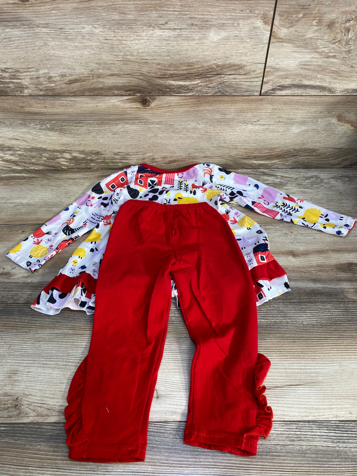 Farm House Tunic & Leggings 2pc Set White sz 2T
