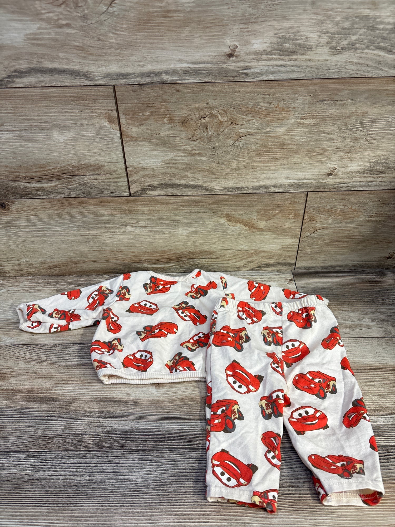 Disney Baby Cars 2pc Lightning McQueen Sweatshirt Set Ivory sz 3-6m