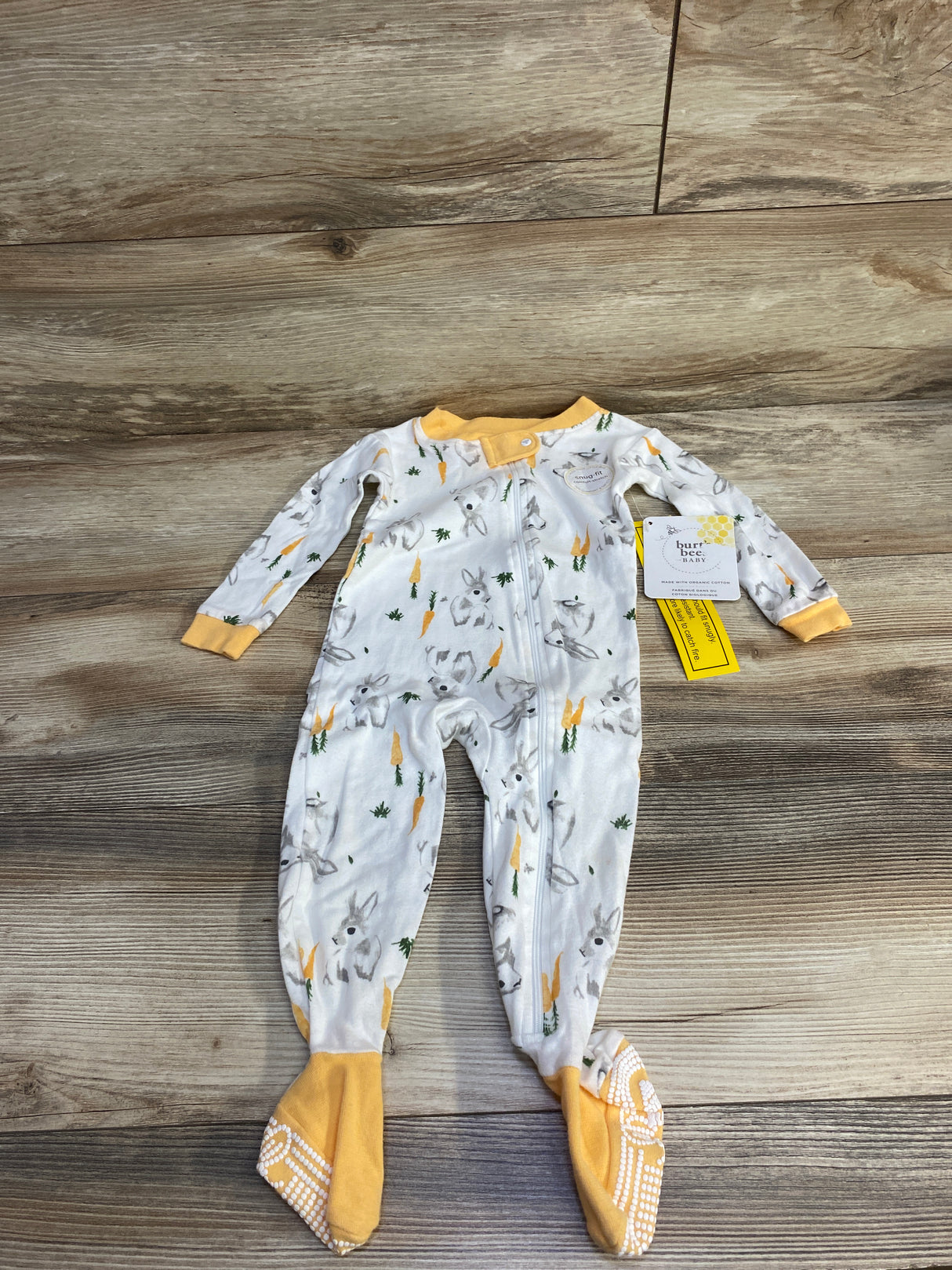 NEW Burt's Bees Baby Organic Bunny Print Sleeper White sz 12m