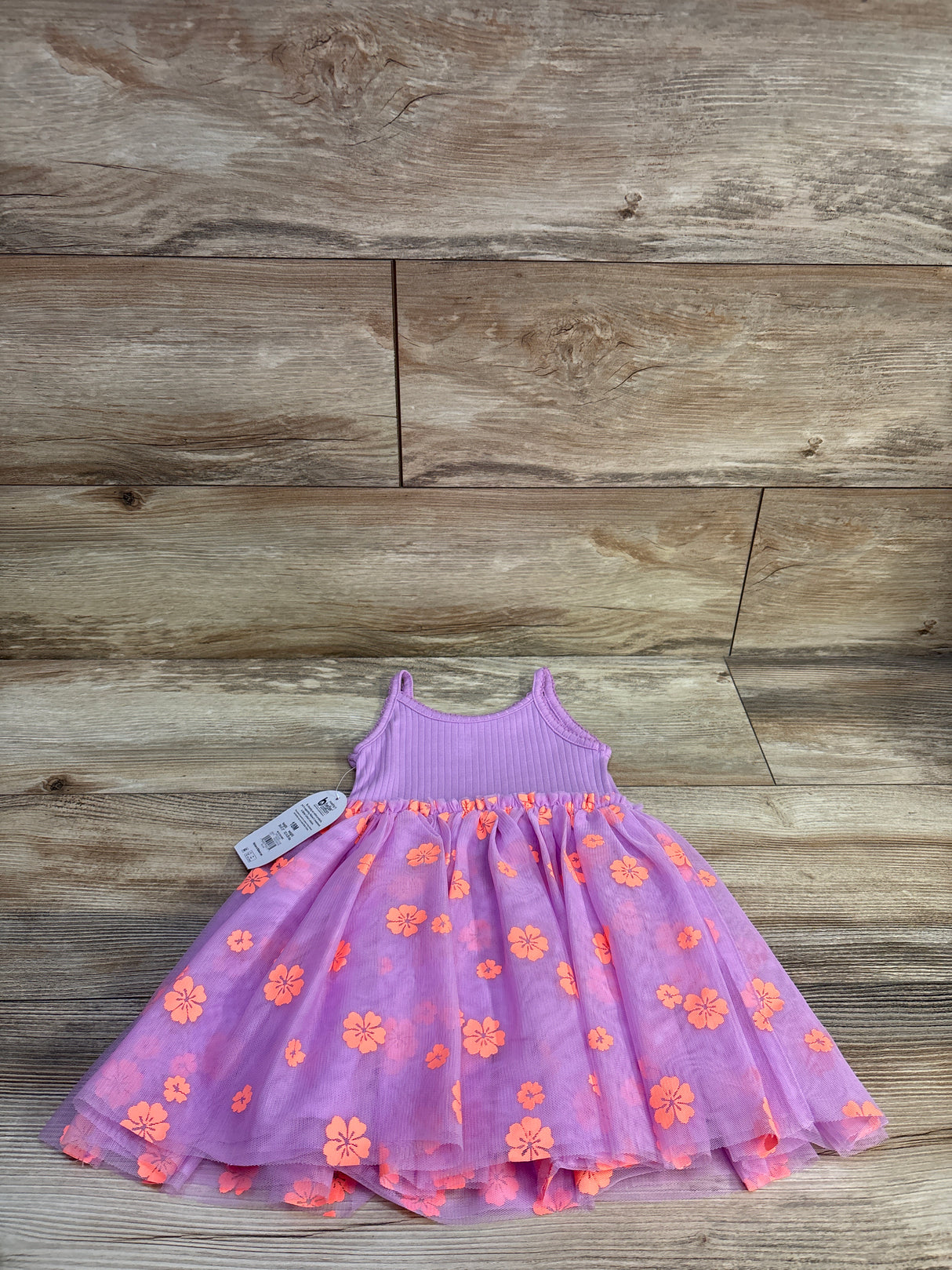NEW Wonder Nation Ribbed Sleeveless Tulle Dress Purple sz 18m