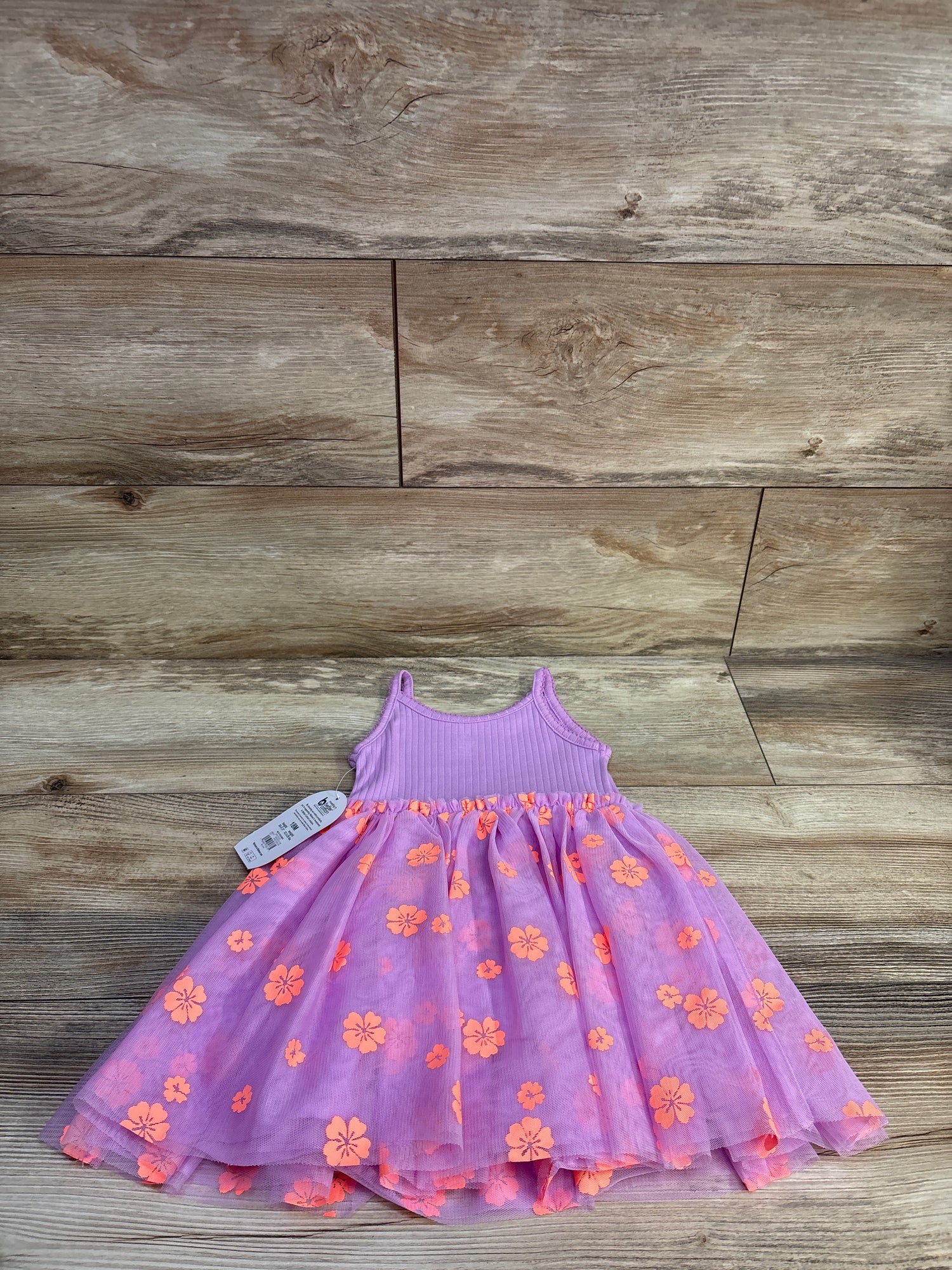 NEW Wonder Nation Ribbed Sleeveless Tulle Dress Purple sz 18m