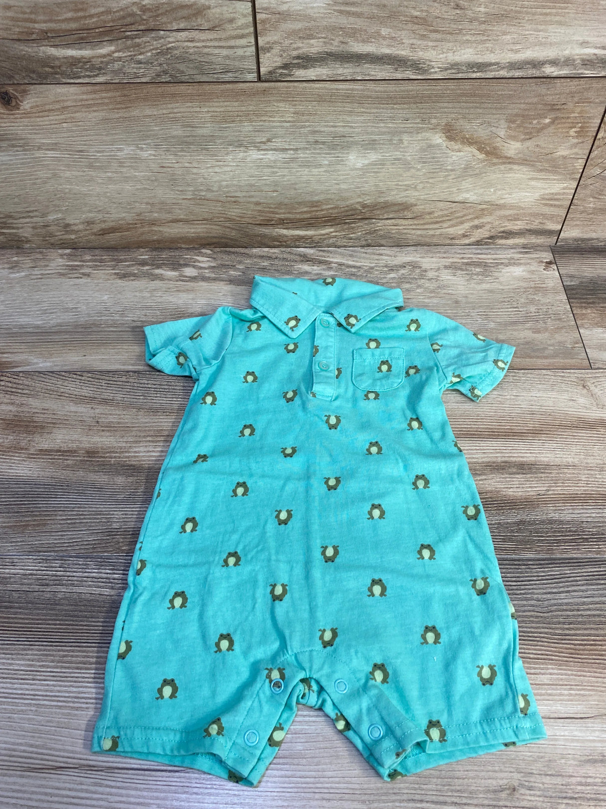 First Impressions Frog Polo Shortie Romper Green sz 12m
