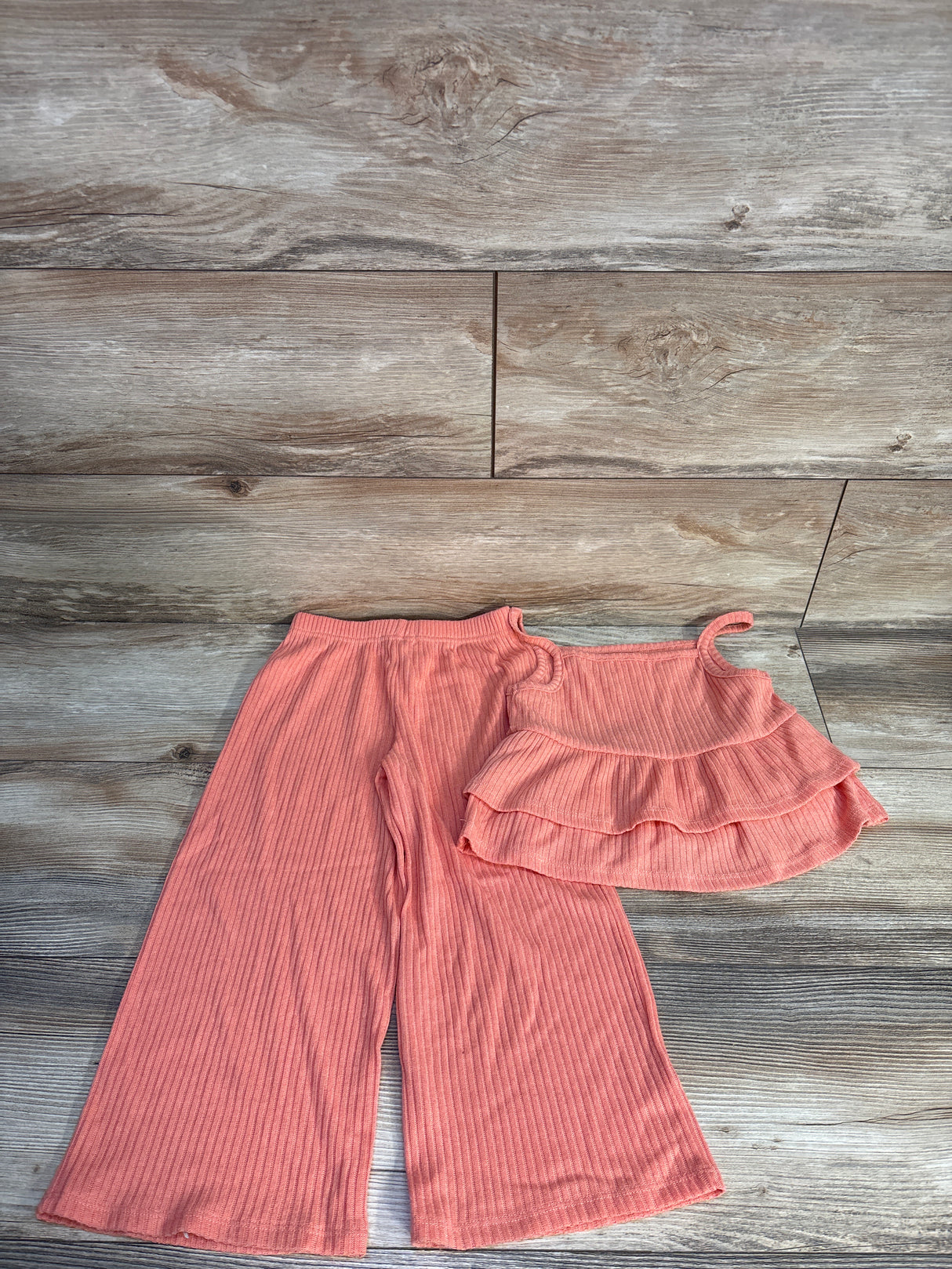 Btween 2pc Knit Peplum Tank Top & Pants Set Coral sz 4T