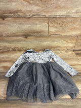 Cat & Jack Crushed Velvet Tulle Dress Silver sz 5T