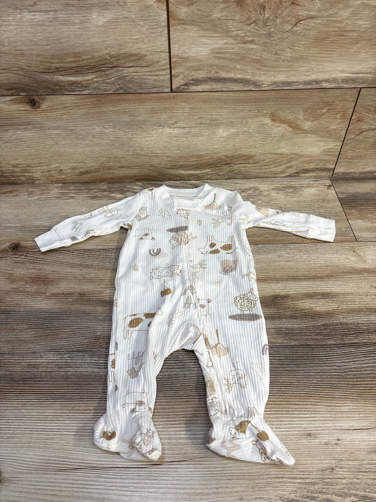 Carter's Ribbed Farm Sleeper Ivory sz 3m