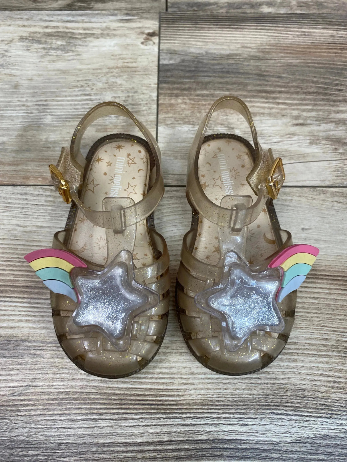 Mini Melissa Glitter Fisherman Jelly Sandals sz 8c