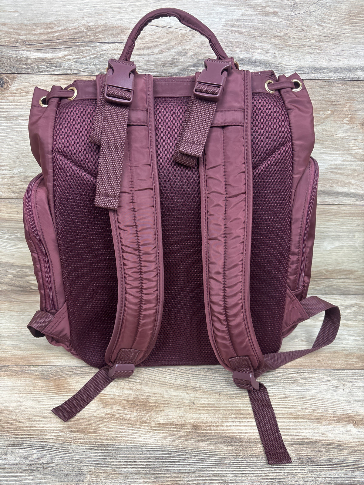 Buttons + Stitches Anabella Diaper Bag Backpack Maroon