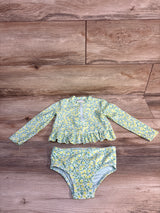 Baby Gap 2pc Lemon Rash Guard Top & Bikini Bottoms Set Teal sz 2T