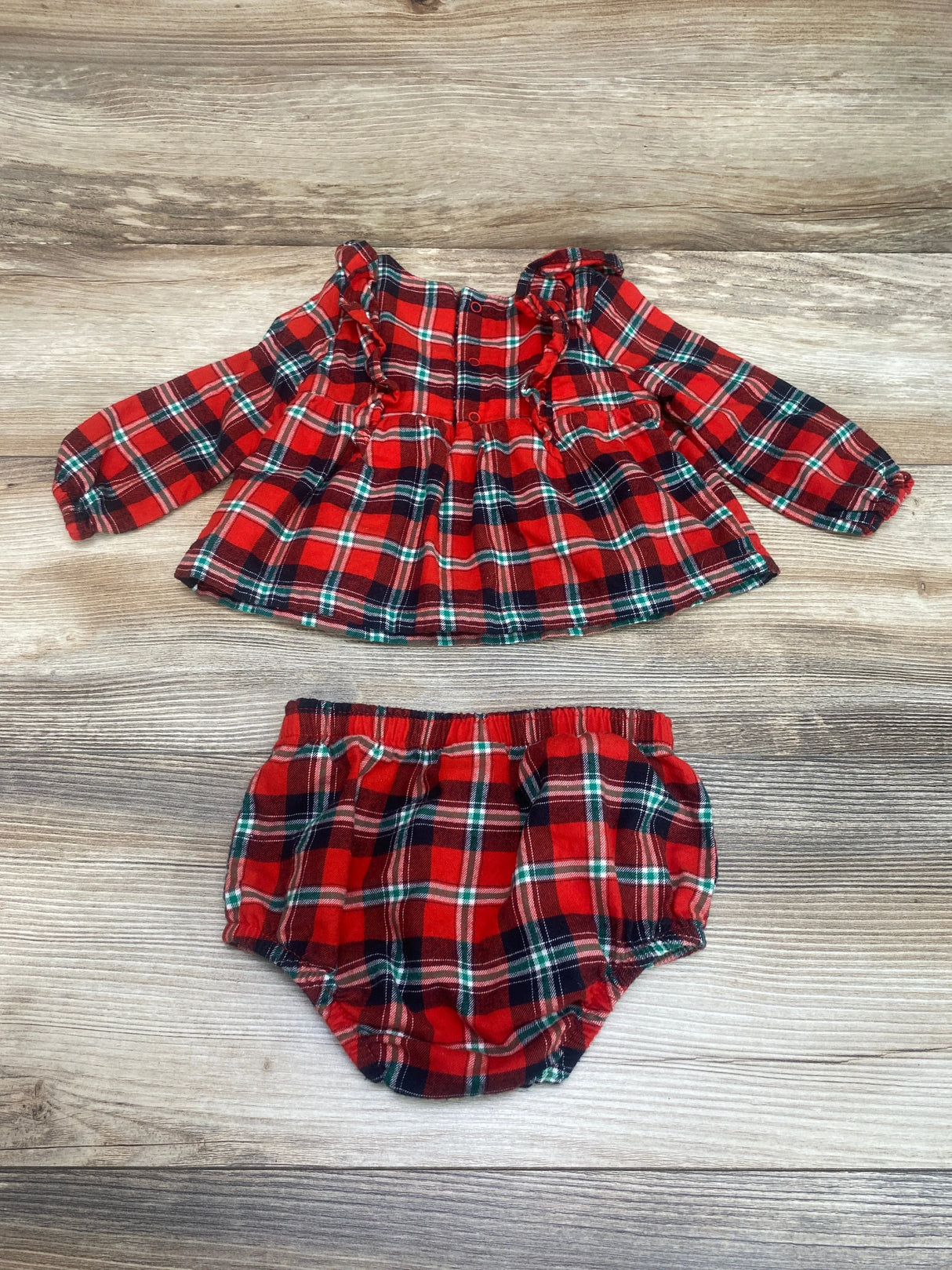 Cat & Jack Plaid Flannel Dress & Bloomers Red Sz 6-9m