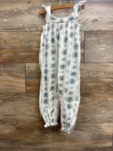 Burt's Bees Baby Sleeveless Floral Jumpsuit White sz 24m
