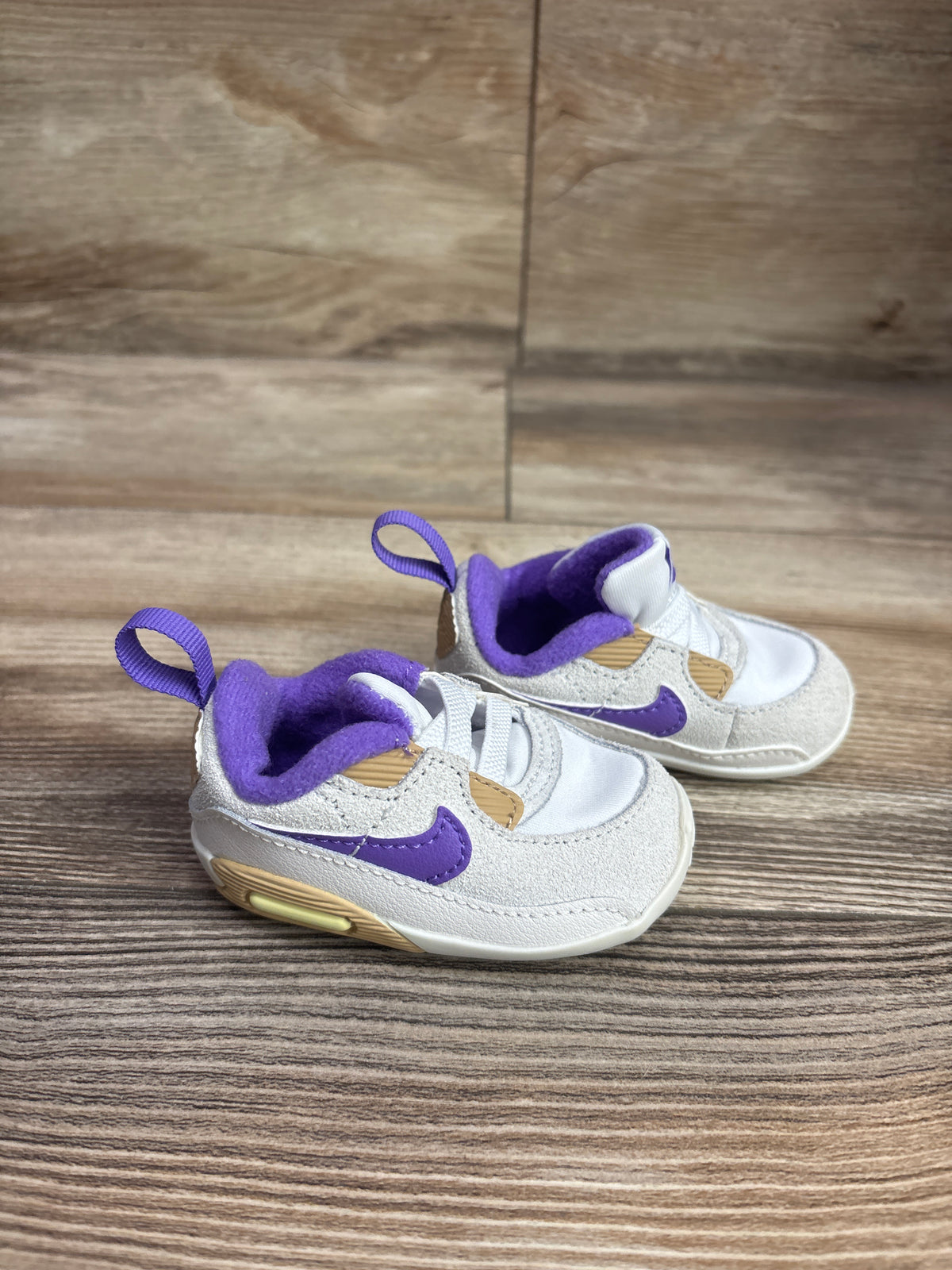 Nike Air Max 90 CB "White Action Grape' Crib Sneakers sz 2c