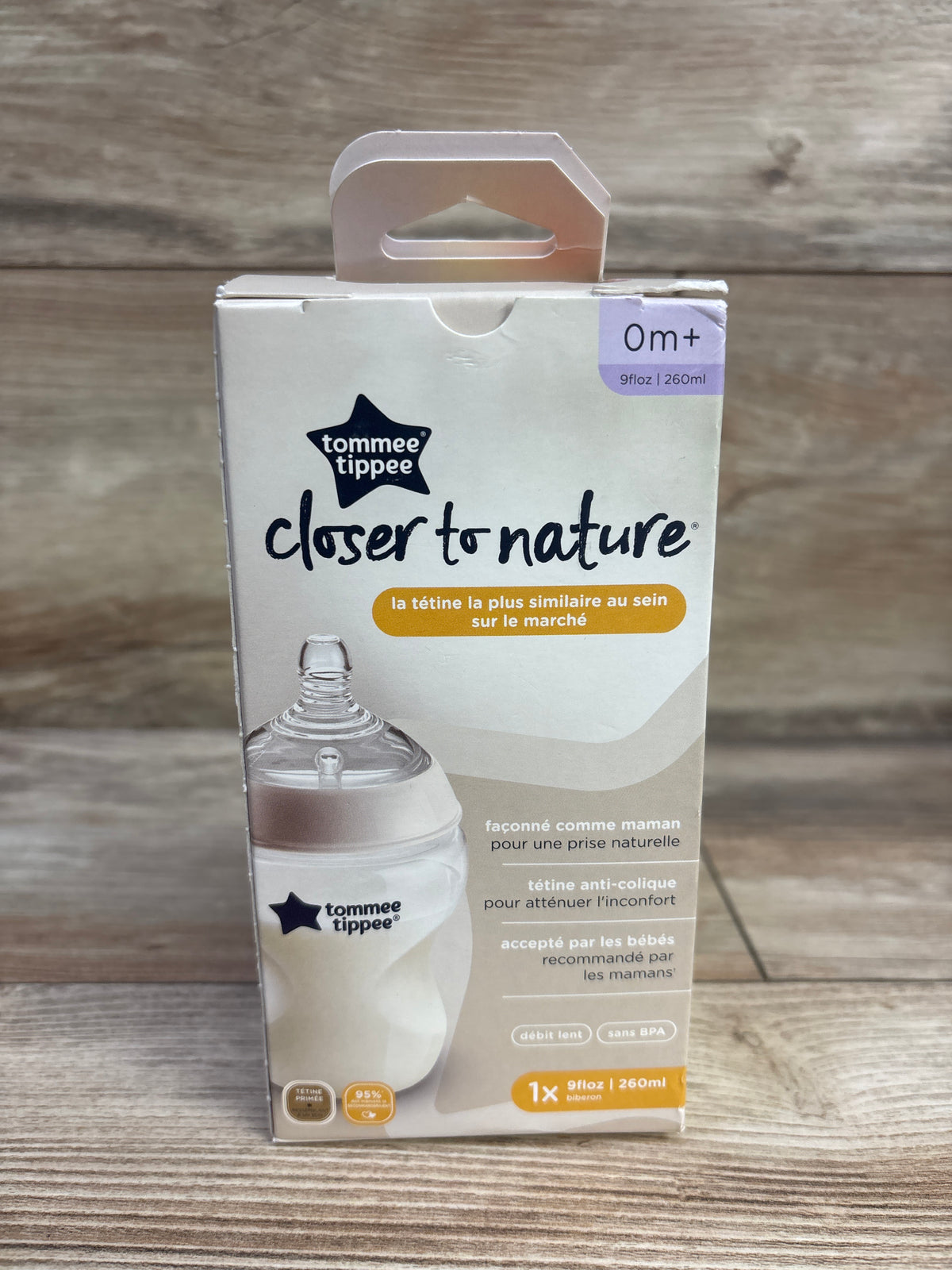 NEW Tommee Tippee Coser To Nature Bottle with Breast-Like Slow-Flow Nipple 9oz