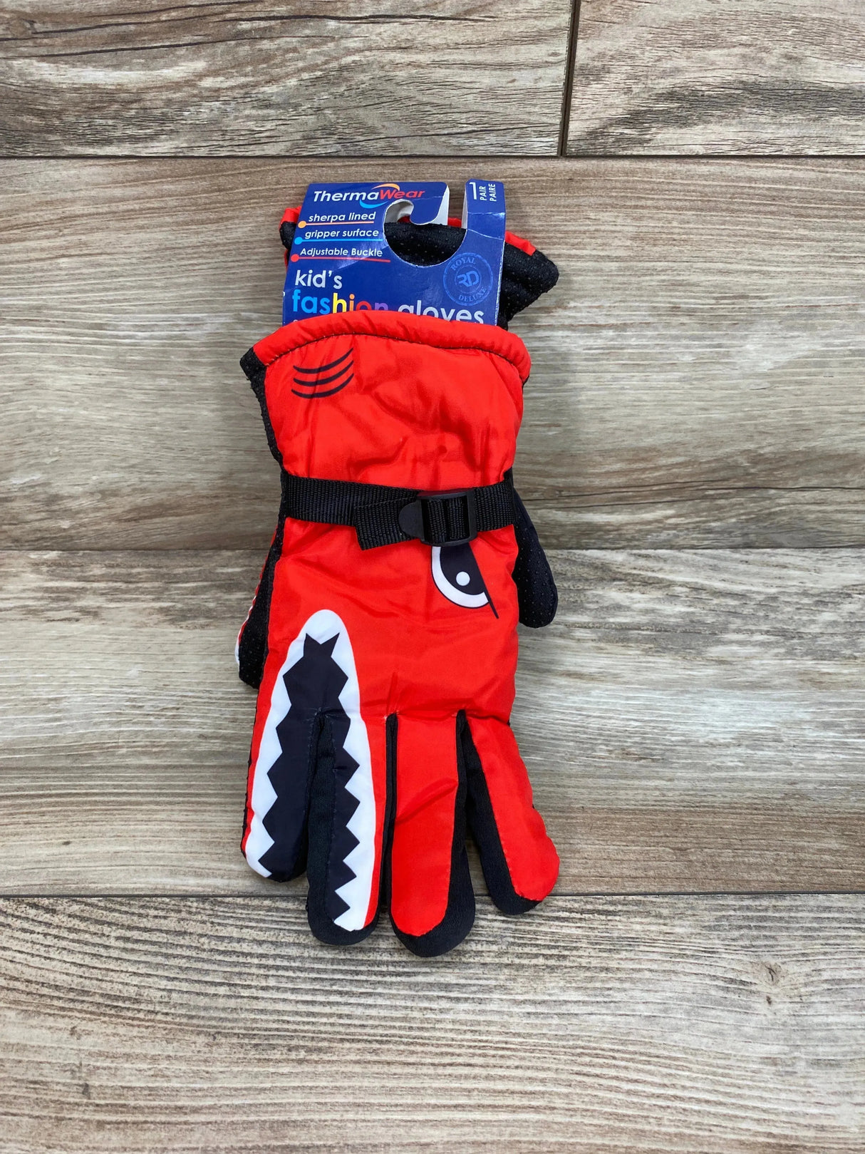 NEW ThermaWear Kid's Red Shark Winter Ski Gloves