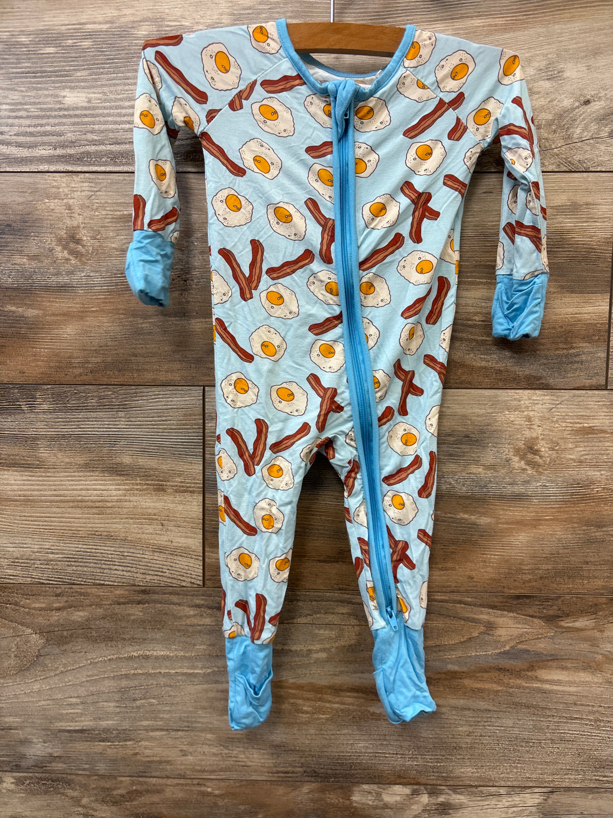 Bacon & Eggs Bamboo Convertible Sleeper Blue sz 3-6m