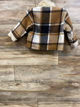 Shein Faux Fur Lined Plaid Button-Up Jacket Brown sz 12-18m