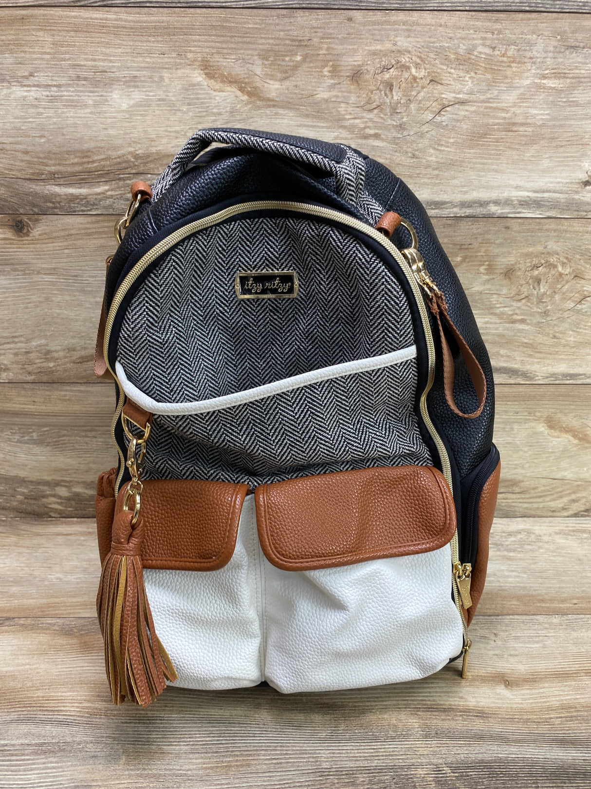 Itzy Ritzy Coffee & Cream Boss Diaper Bag Backpack