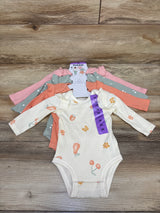 NEW Pekkle 4pk Long Sleeve Ribbed Bodysuits Pink sz 3m