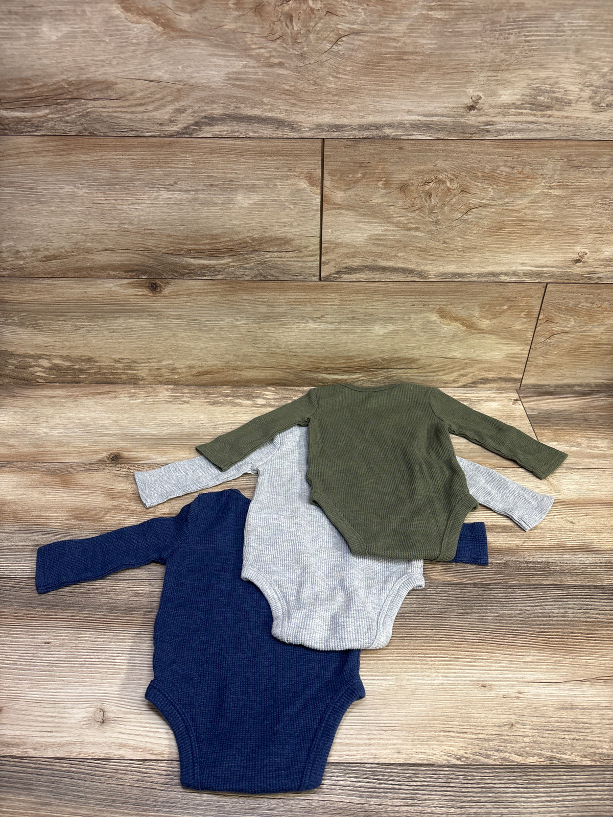 Just One You 3pk Waffle Knit Bodysuit Set Blue sz 6m