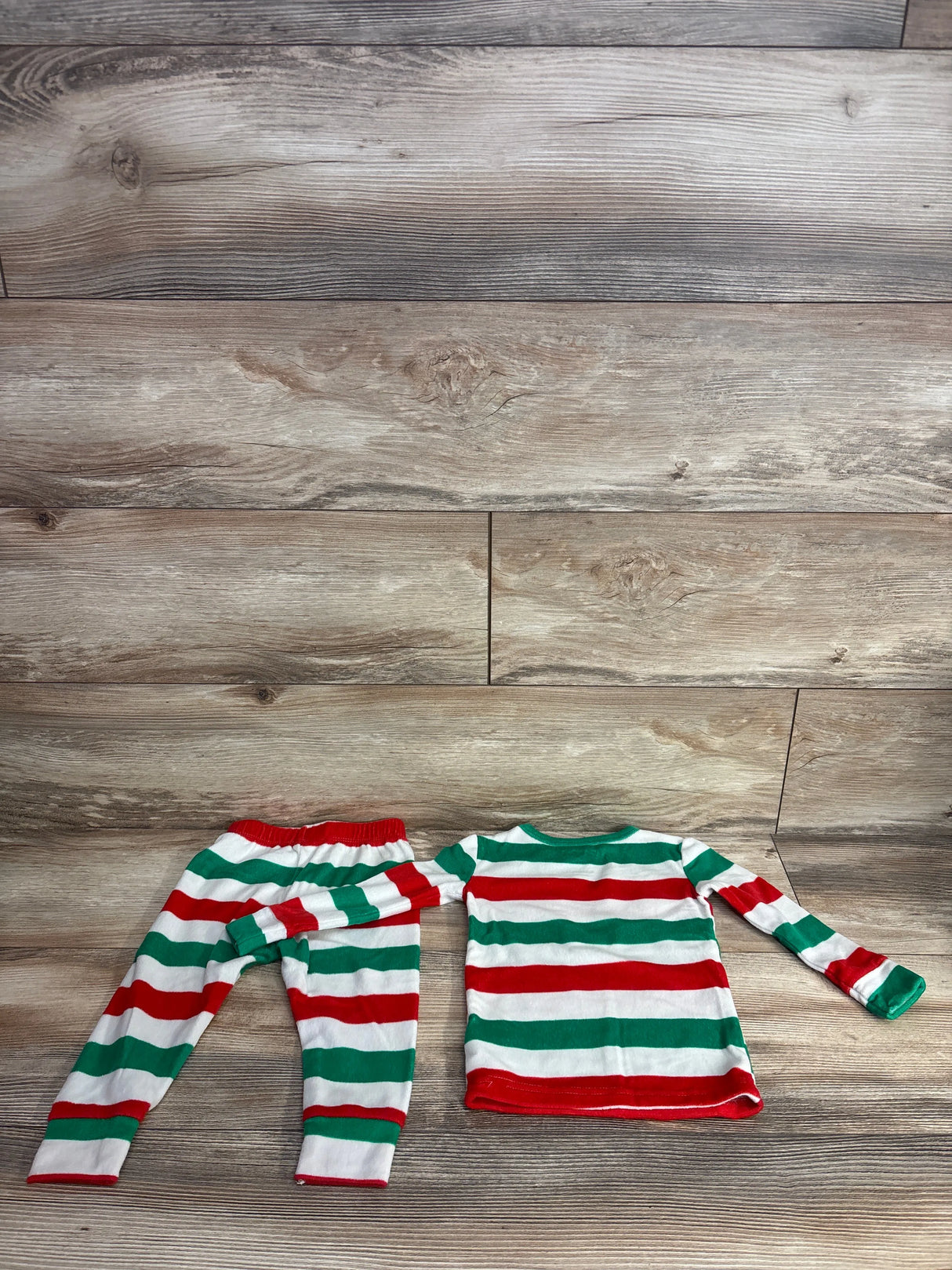 Cat & Jack 2pc Velour Striped Christmas Color Pajama Set White sz 18m