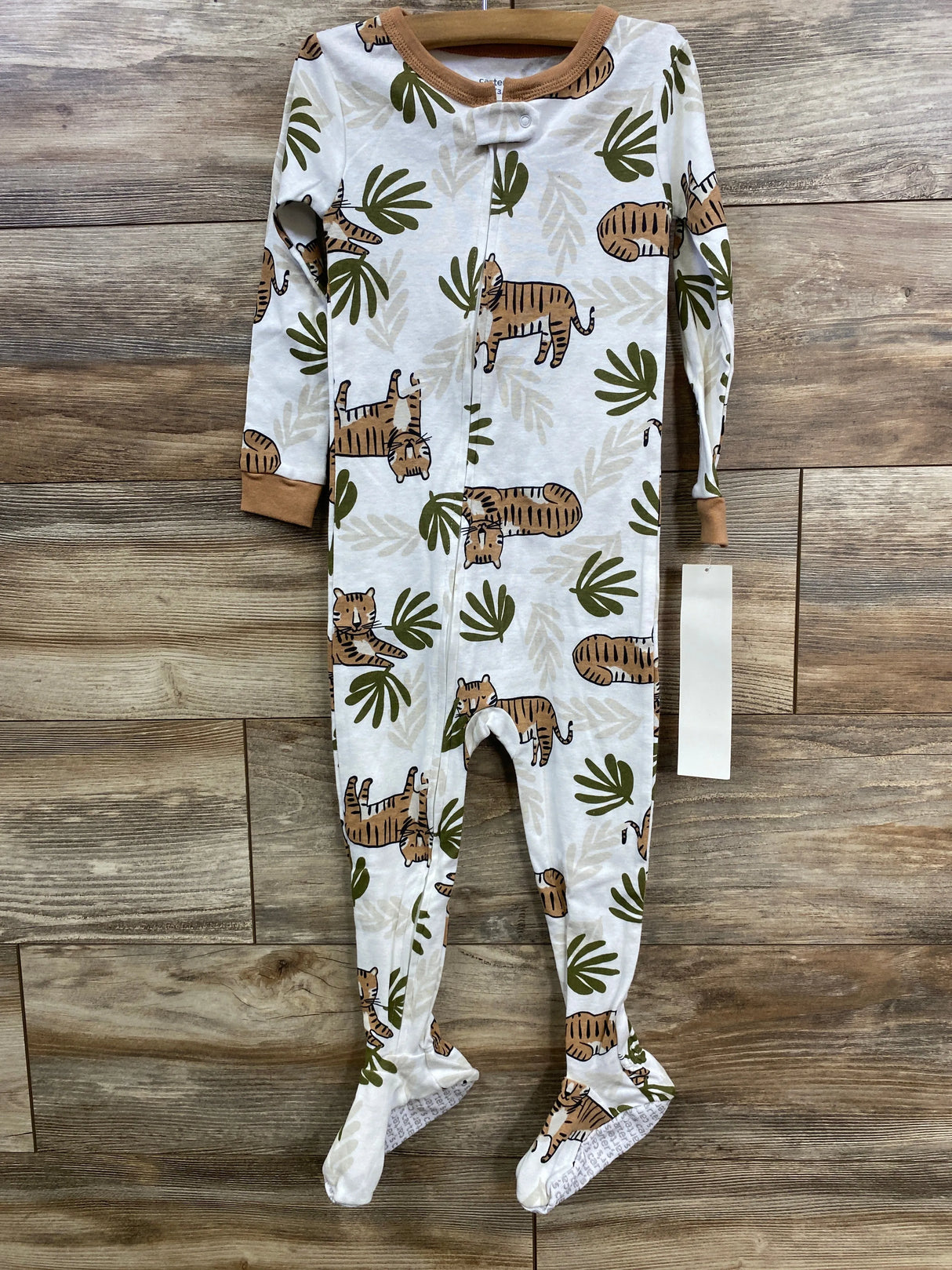 NEW Carter's Zip Tiger Sleeper White sz 3T