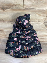 H&M Floral Unicorn Puffer Vest Black sz 3-4T