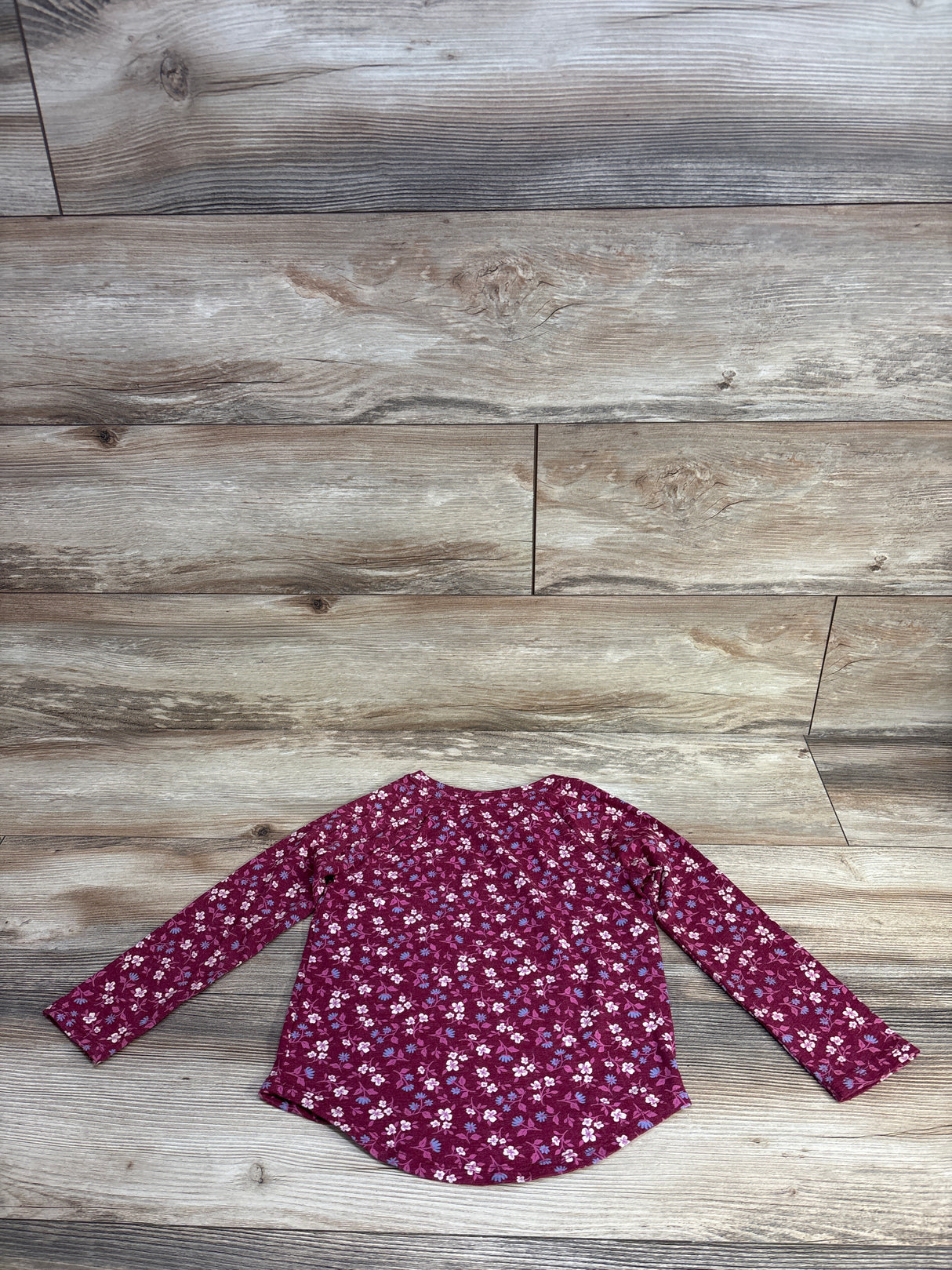 Cat & Jack Floral High Low Long Sleeve Shirt Burgundy sz 5T