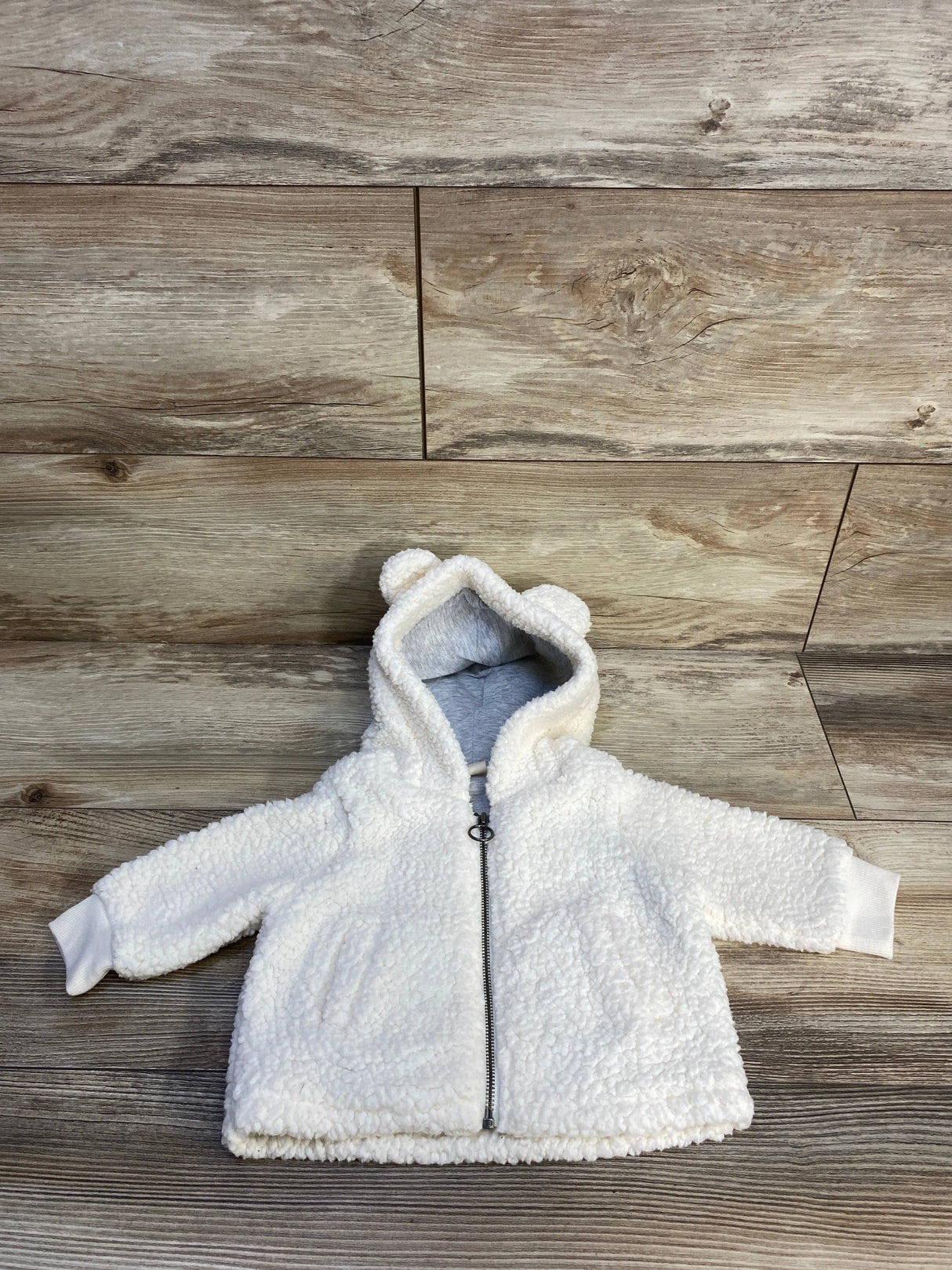 Tucker + Tate Cozy Hooded Faux Sherling Jacket Cream sz 3m