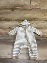 Little Me Striped Hooded Knit Coverall White sz 3m