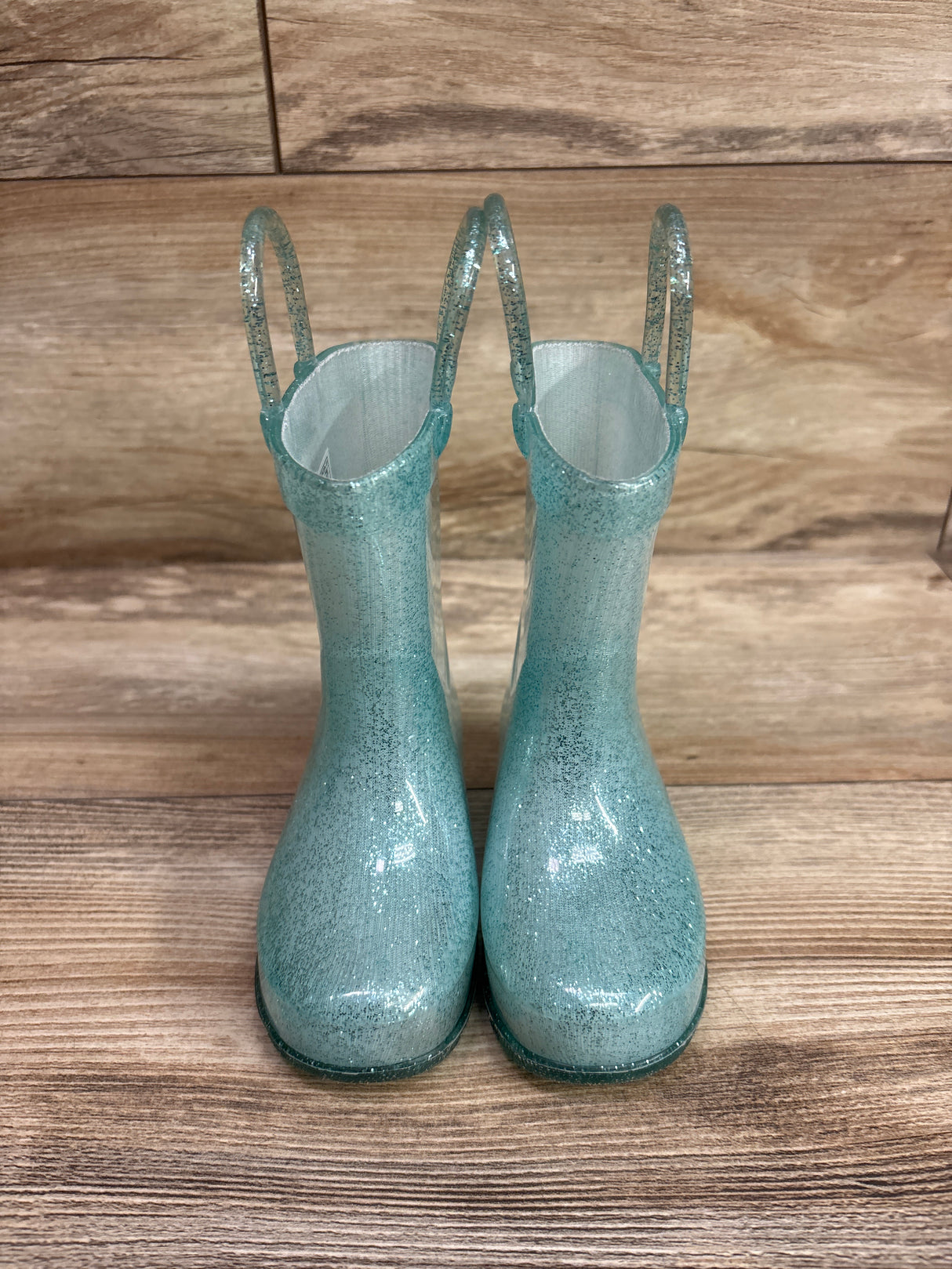 Disney Store Exclusive Elsa Wellington Boots Seafoam Glitter sz 6c
