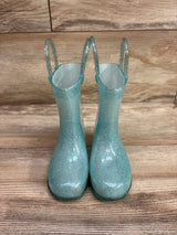 Disney Store Exclusive Elsa Wellington Boots Seafoam Glitter sz 6c