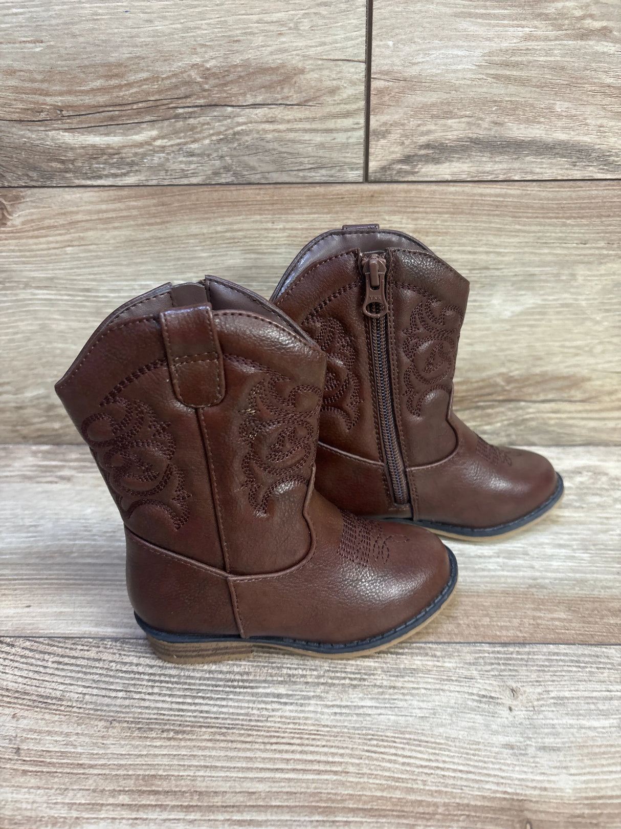 Cat & Jack Memphis Zipper Western Boots Brown sz 7c