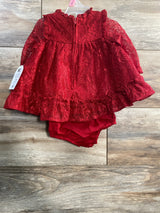 NEW Wonder Nation 2pc Holiday Lace Dress & Bloomers Red sz 0-3m