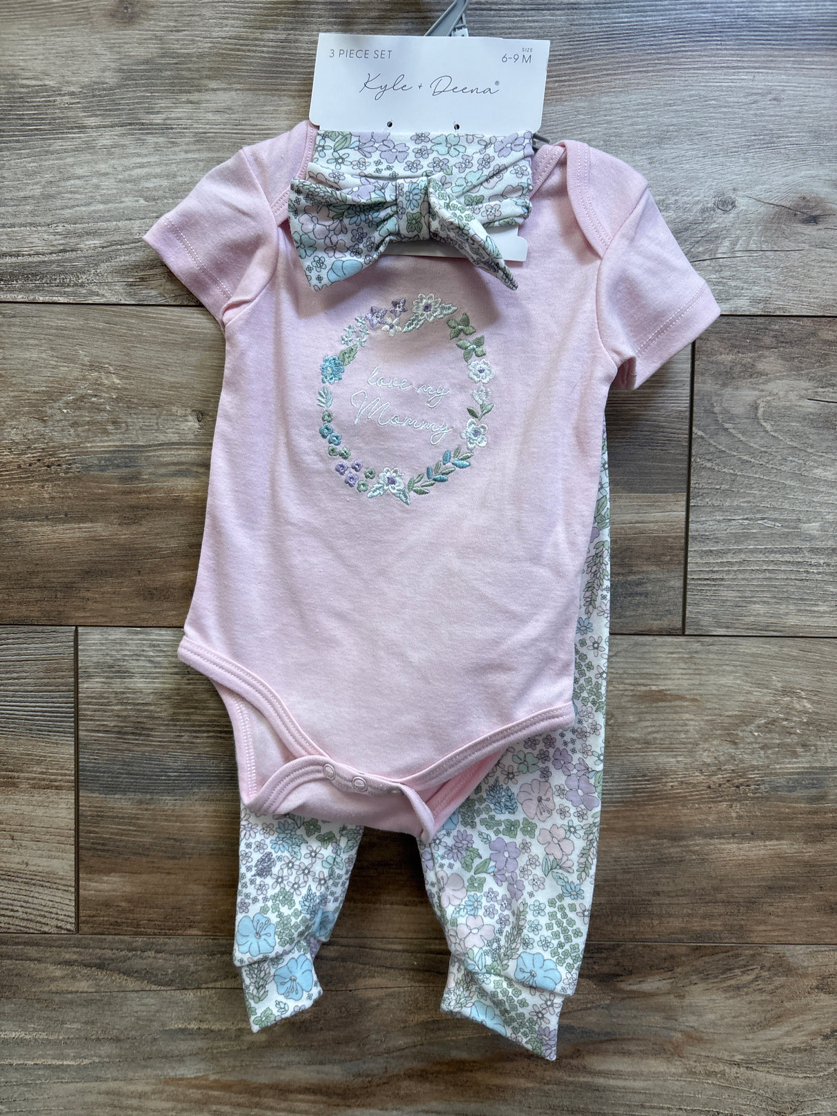 NEW Kyle + Deena 3pc Love My Mommy Bodysuit Set Pink sz 6-9m