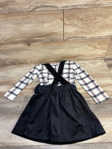 Wonder Nation Plaid Shirt & Velvet Jumper Set White sz 4T