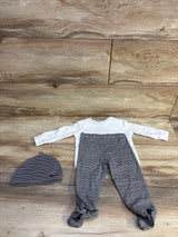 Nike 3pc Shirt, Footed Bottoms, & Hat Set White sz 6m