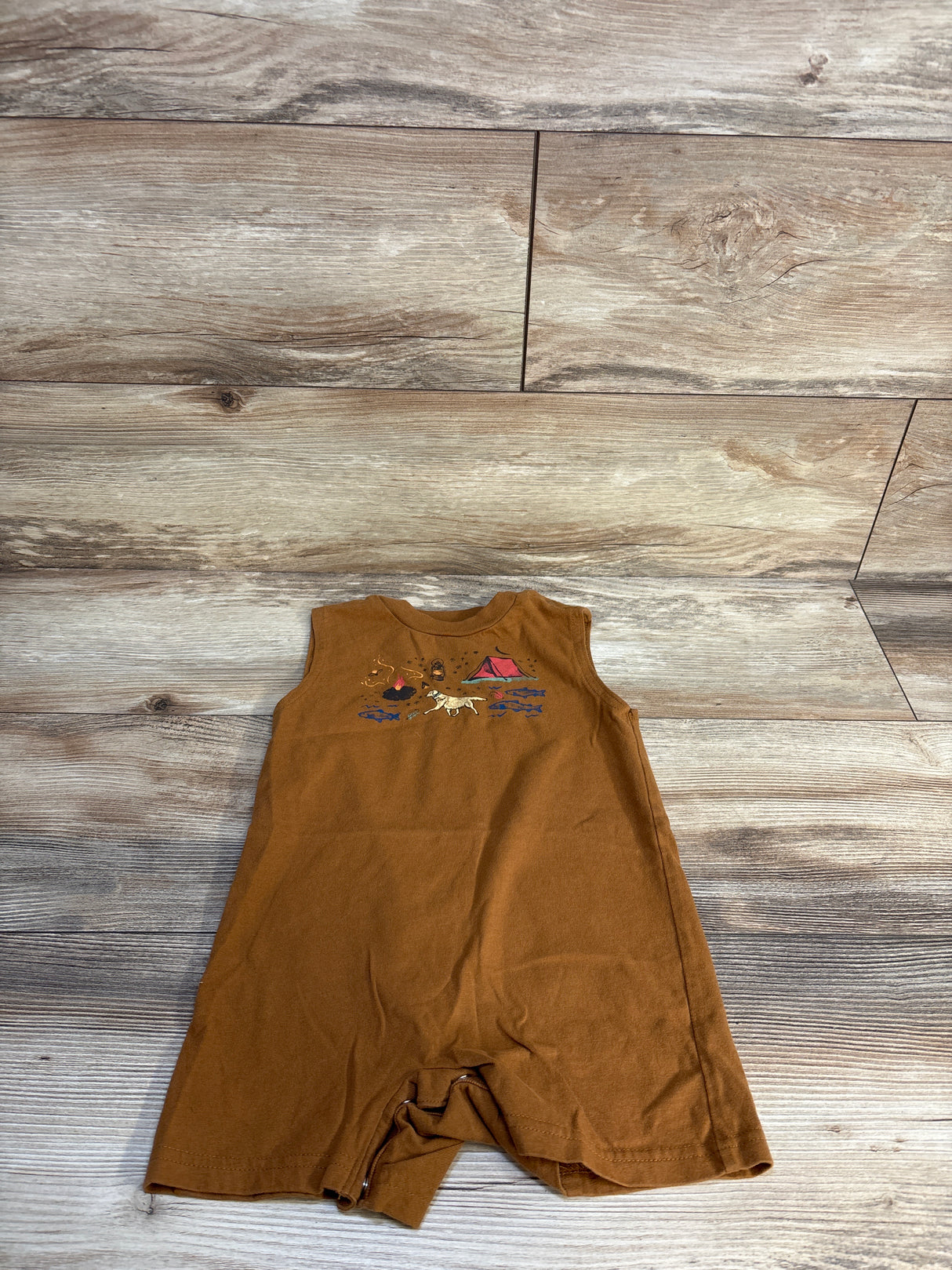 Carhartt Sleeveless Camping Print Shortie Romper Bronze sz 24m