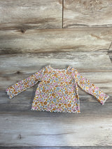 Cat & Jack Lettuce Trim Floral Shirt Cream sz 12m