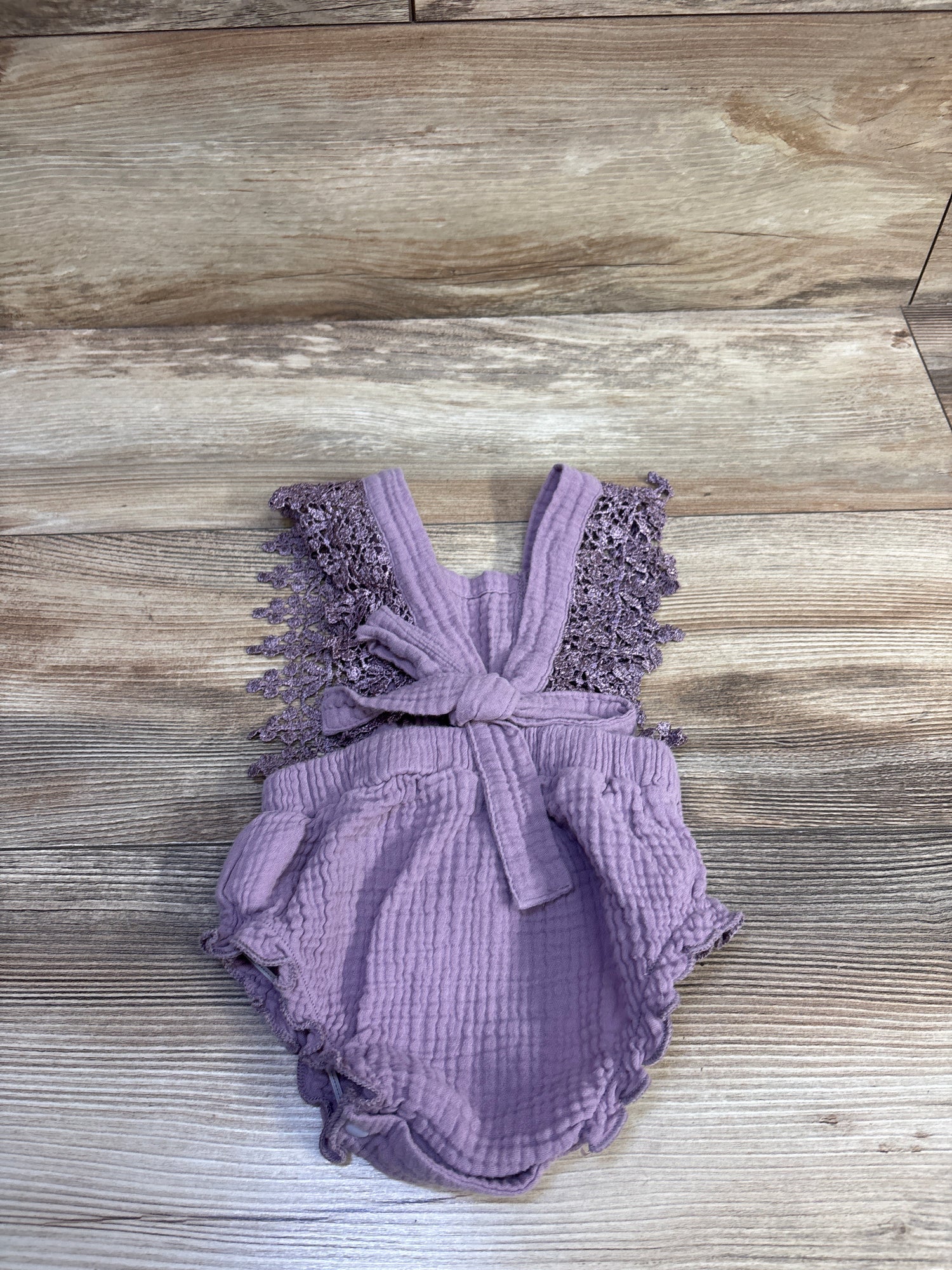 Shein Lace Sleeve Square Neck Bubble Romper Purple sz 3-6m