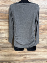 Time & Tru Long Sleeve Ruched Maternity Shirt Grey sz Medium