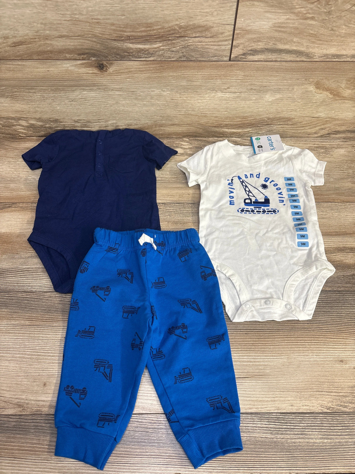 NEW Carter's 3pc Movin' & Groovin' Bodysuit & Pants Set White 9m
