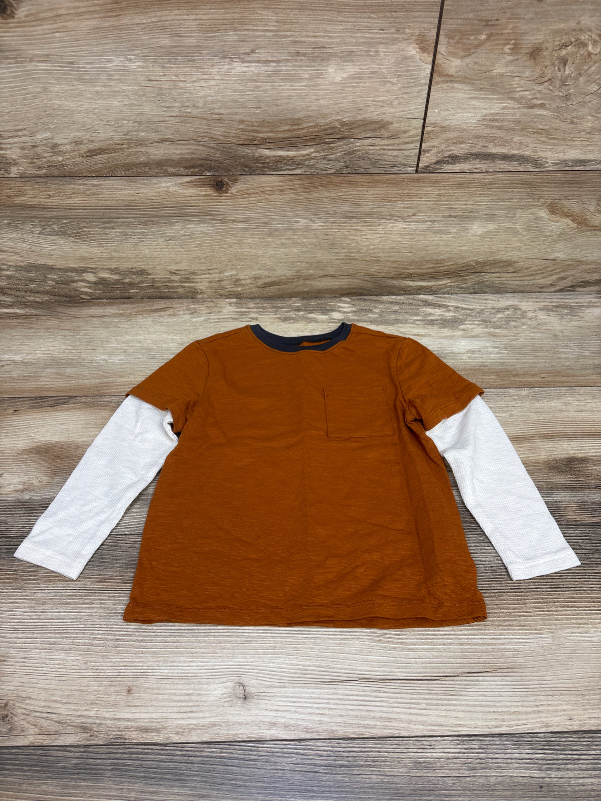 Old Navy Layered Waffle Knit Long Sleeve Shirt Orange sz 4T