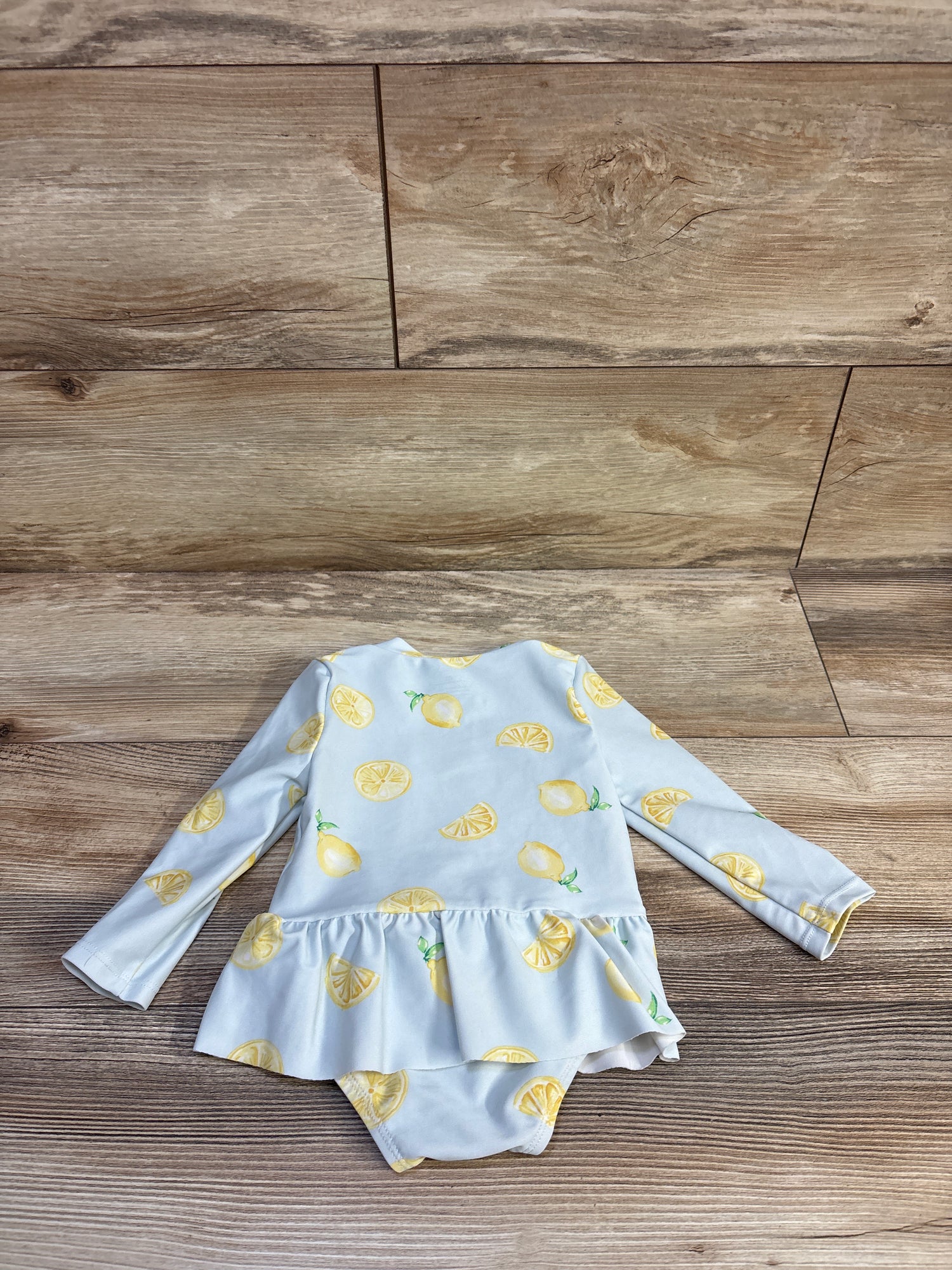 Carter's 1pc Long Sleeve Peplum Rash Guard Lemon Swimsuit Blue sz 9m
