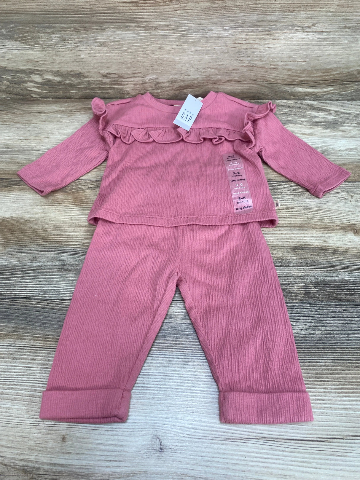 NEW Baby Gap 2pc Ruffle Time Shirt & Pants Pink sz 3-6m