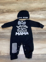 2pc Just A Boy In Love Coverall & Hat Black sz 0-3m