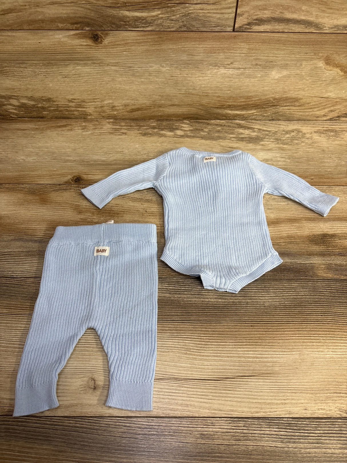 NEW Cotton On Kids Ribbed Kimono Bodysuit & Pants Set Light Blue sz Newborn
