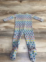 Primary Organic Rainbow Hearts Sleeper Grey sz 6-9m