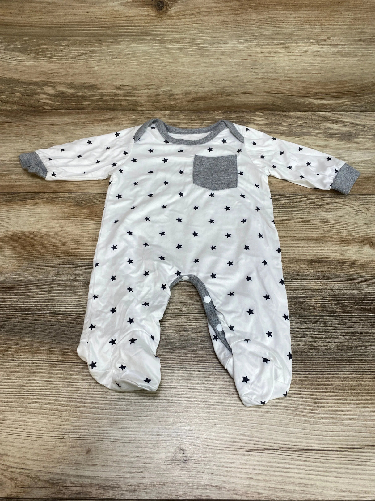 Star Print Footed Coverall White sz 0-3m